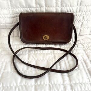 Coach Vintage 70’s Dinky Dark Brown Leather Crossbody Bag